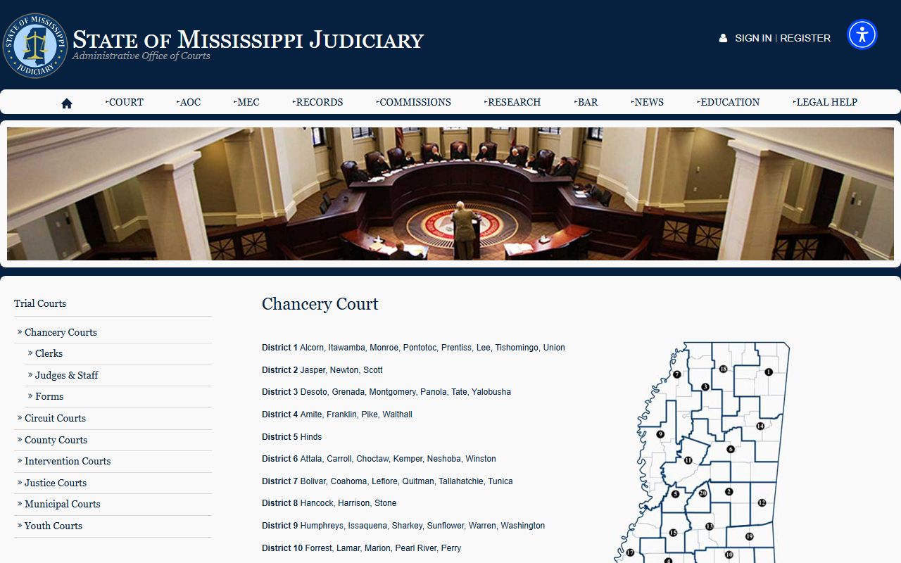 Quitman County court dockets Mississippi Chancery Court overview