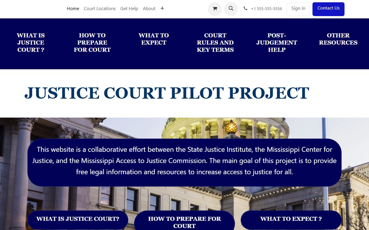 Quitman County Circuit Court appeals route shown on the Mississippi Justice Court Help records page