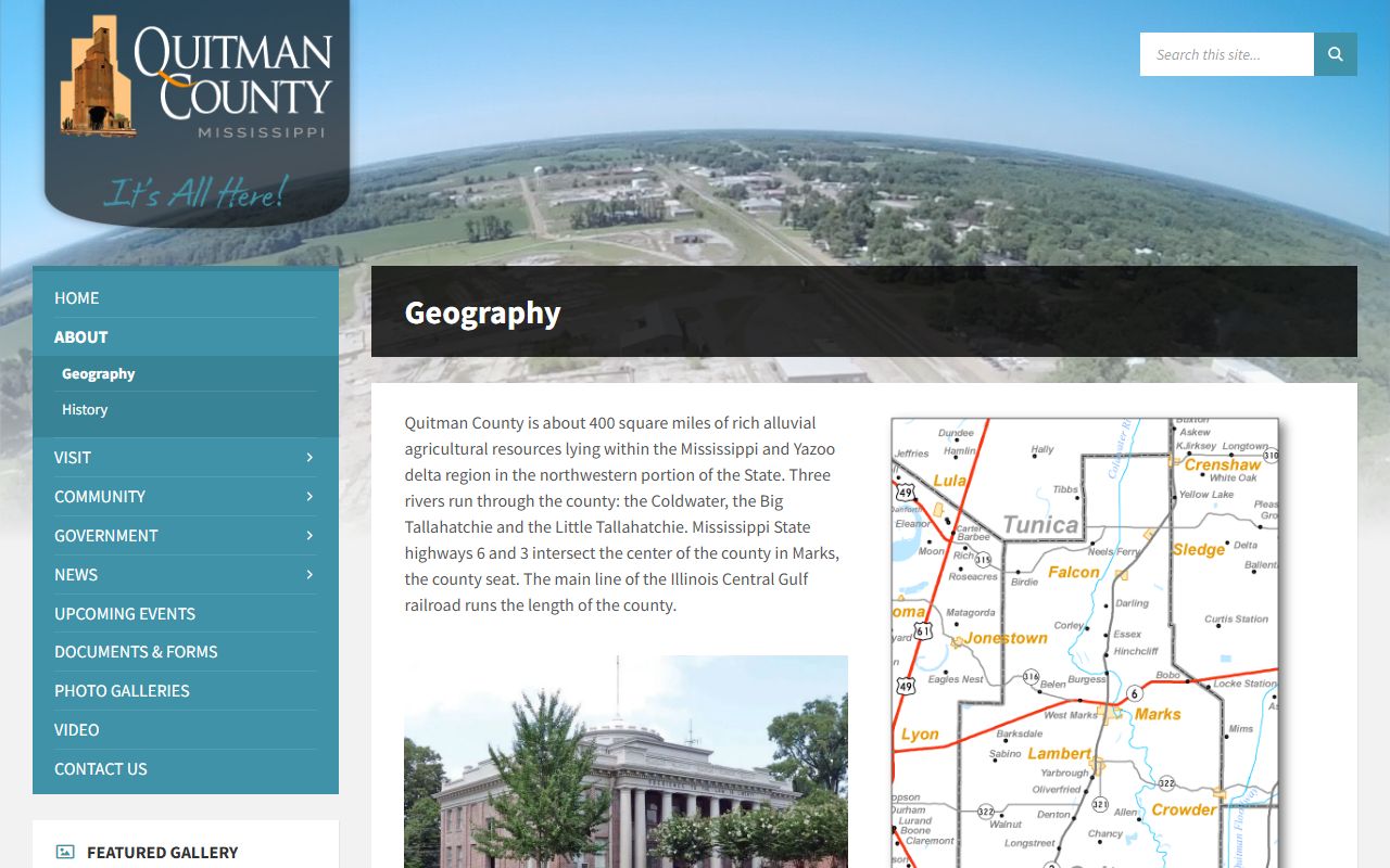 Quitman County geography page showing courthouse context for court records visitors