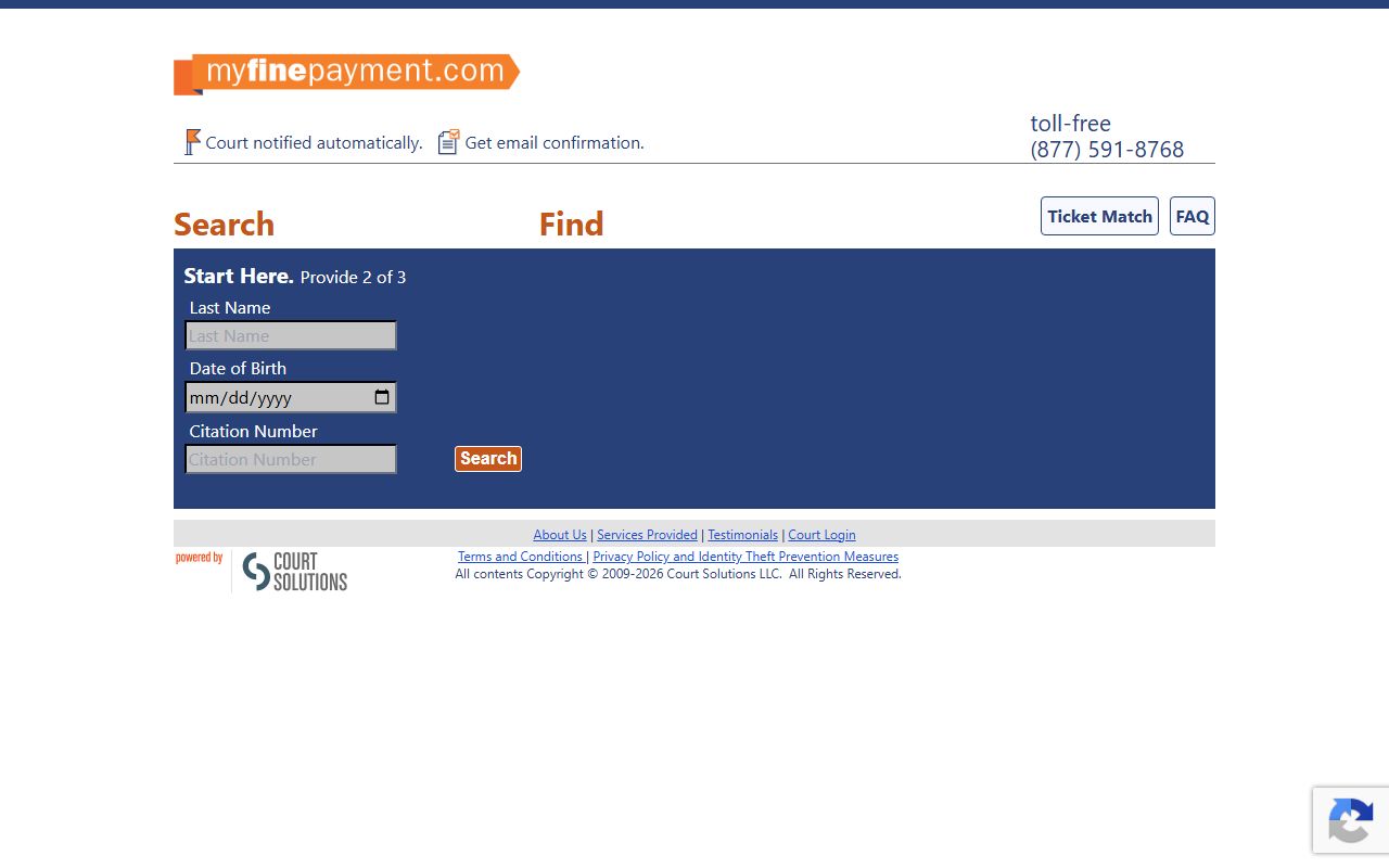 Quitman County traffic citation lookup on the My Fine Payment ticket search portal
